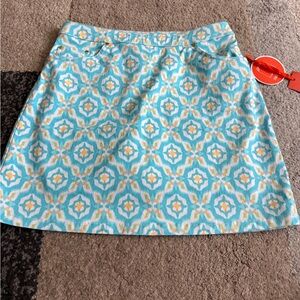 Hearts of Palm Blue and Yellow   - Lighten the Mood- Womens Petite Skort 8P
